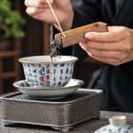 Porseleinen gaiwan theeset met schenkkan