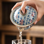 Porseleinen gaiwan theeset met schenkkan