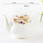 Porseleinen theepot met bloemen en filter — Kleine gekleurde bloemen, 900 ml