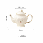 Porseleinen theepot met bloemen en retrodecor — Theepot 1.050 ml, veelkleurig boeket