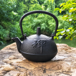 Retro gietijzeren theepot met filter van 300 ml — Bladeren in dezelfde kleur