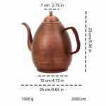Retro koperen theepot met hamerslag