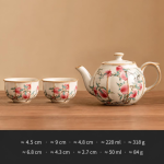 Ru-theepot met negen perziken — Theepot en 2 kopjes