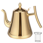 RVS theepot 304 met uitneembaar theezeefje — Goudkleurig 2 L