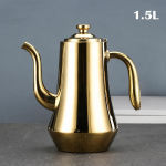 RVS theepot met filter en lange schenktuit — Goudkleurig 1,5 L