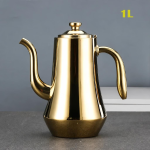 RVS theepot met filter en lange schenktuit — Goudkleurig 1 L