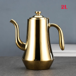 RVS theepot met filter en lange schenktuit — Goudkleurig 2 L