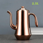 RVS theepot met filter en lange schenktuit — Roségoud 2,5 L