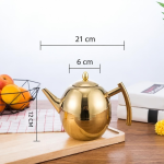 RVS theepot met filter en uitneembaar mandje — Goudkleurig ovaal 1 L
