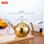 RVS theepot met filter en uitneembaar mandje — Goudkleurig rond 1,5 L