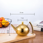 RVS theepot met filter en uitneembaar mandje — Goudkleurig rond 1 L