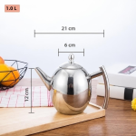 RVS theepot met filter en uitneembaar mandje — Zilverkleurig ovaal 1 L