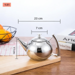 RVS theepot met filter en uitneembaar mandje — Zilverkleurig rond 1,5 L