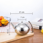 RVS theepot met filter en uitneembaar mandje — Zilverkleurig rond 1 L