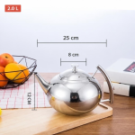 RVS theepot met filter en uitneembaar mandje — Zilverkleurig rond 2 L