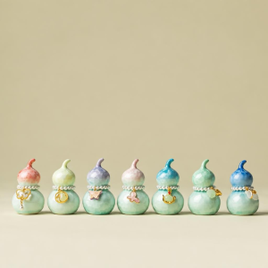 Tea pet in kalebasvorm met kristalglazuur