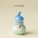 Tea pet in kalebasvorm met kristalglazuur — Blauw, gouden hanger, 3 × 5,5 cm