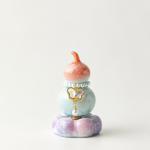 Tea pet in kalebasvorm met kristalglazuur — Koraal, 8 × 5 cm