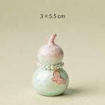 Tea pet in kalebasvorm met kristalglazuur — Lichtroze, roze vlinder, 3 × 5,5 cm