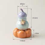 Tea pet in kalebasvorm met kristalglazuur — Lila, oranje voetstuk