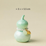 Tea pet in kalebasvorm met kristalglazuur — Mintgroen, hanger in bladvorm, 3 × 5,5 cm