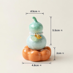 Tea pet in kalebasvorm met kristalglazuur — Mintgroen, oranje voetstuk