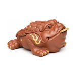 Tea pet in padvorm van paarse klei, handgemaakt