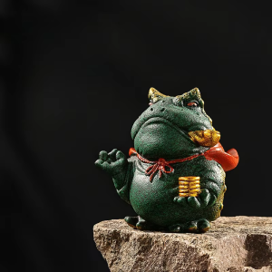 Tea pet kikker van paarse klei