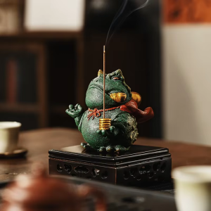Tea pet kikker van paarse klei