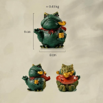 Tea pet kikker van paarse klei — Donkergroen, goud en rood