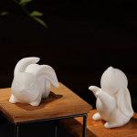 Tea pet konijn van keramiek, mat of glanzend — Mat duo