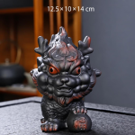 Tea pet met Chinese eenhoorn van aardewerk — Antracietgrijs