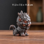 Tea pet met Chinese eenhoorn van aardewerk — Donker zilvergrijs