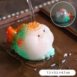 Tea pet vis van hars die van kleur verandert — Rond oranje en turquoise