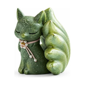 Tea pet vos met negen staarten van groene zandsteen