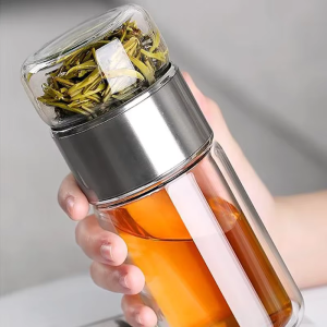 Theefles met infuser van borosilicaatglas