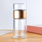 Theefles met infuser van borosilicaatglas — Donker bronsgoud