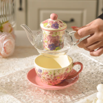 Theeservies met infuser en glazen theepot