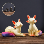 Thermochromische tea pet vos van keramiek — Zittend en liggend duo