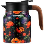 Thermos-theepot met ingebouwde infuser — Oranje, rode en paarse bloemen, 1.000 ml