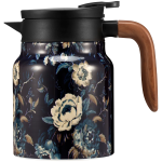 Thermos-theepot met ingebouwde infuser — Witte bloemen en blauw blad, 1.000 ml