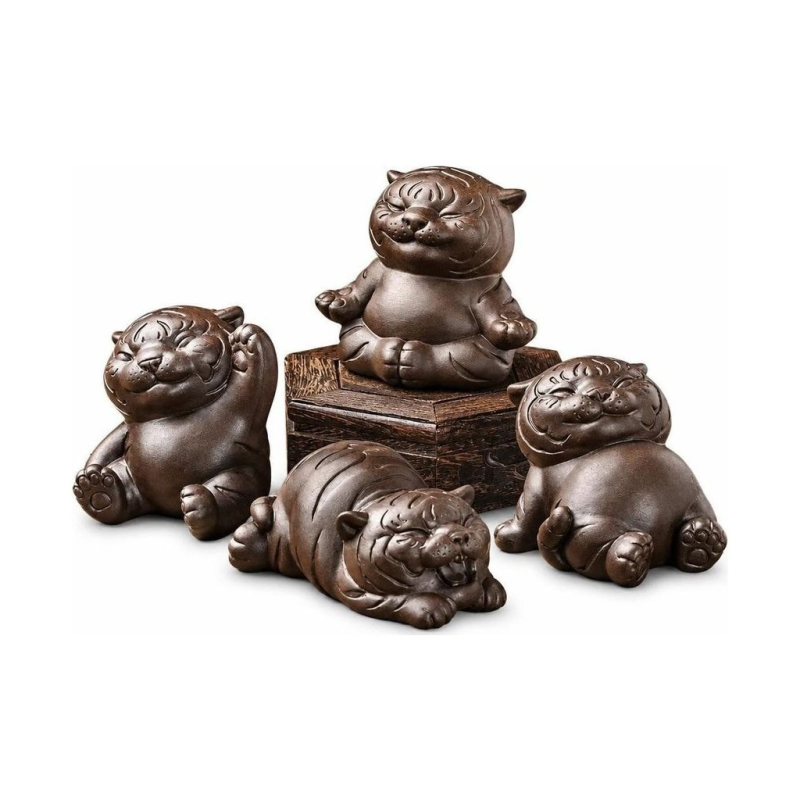 Tijger tea pet van paarse klei