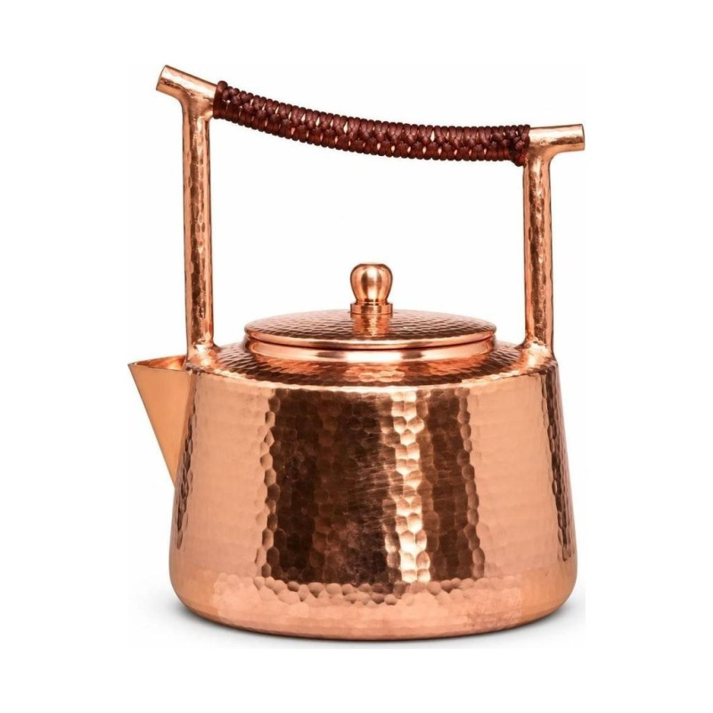 Vintage koperen theepot met hamerslag