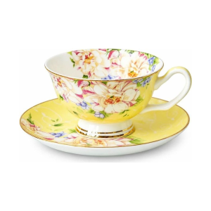 Vintage theekopje met schotel van beenderporselein — Lavendelblauw