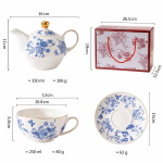 Vintage theeservies van fijn porselein — Blauw
