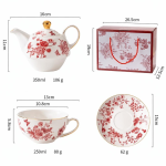 Vintage theeservies van fijn porselein — Rood