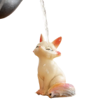 Vossen tea pet van hars met warmtegevoelige staart — Zittend