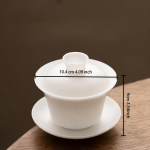 Witte porseleinen gaiwan met schotel — Zonder geschenkdoos