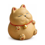 Yixing tea pet kat als gelukskat met rood koord