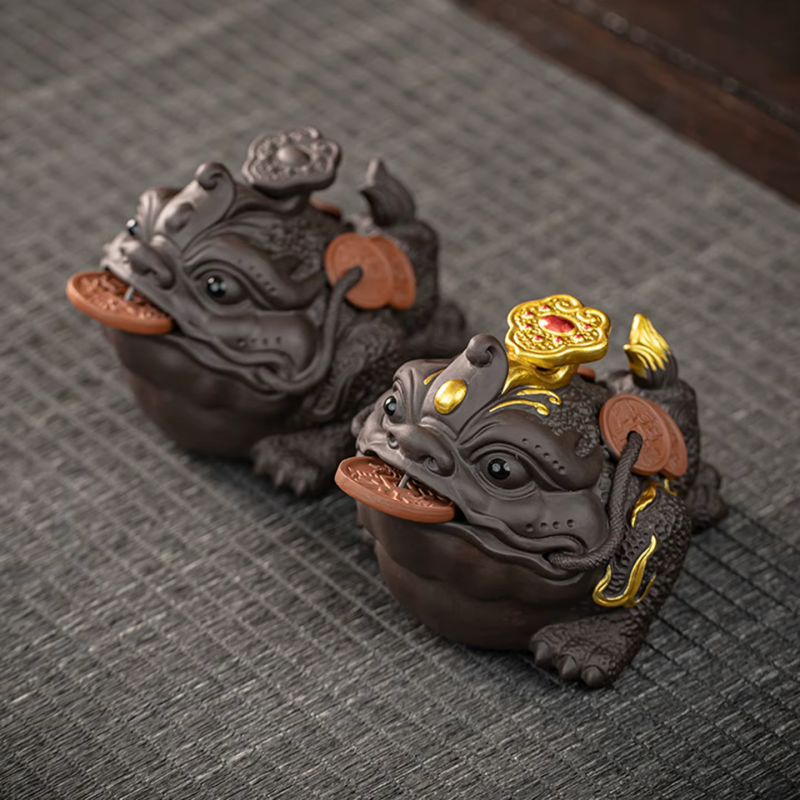 Yixing tea pet met gelukspad van zisha-klei